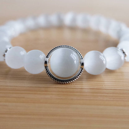 white cat eye beaded bracelet