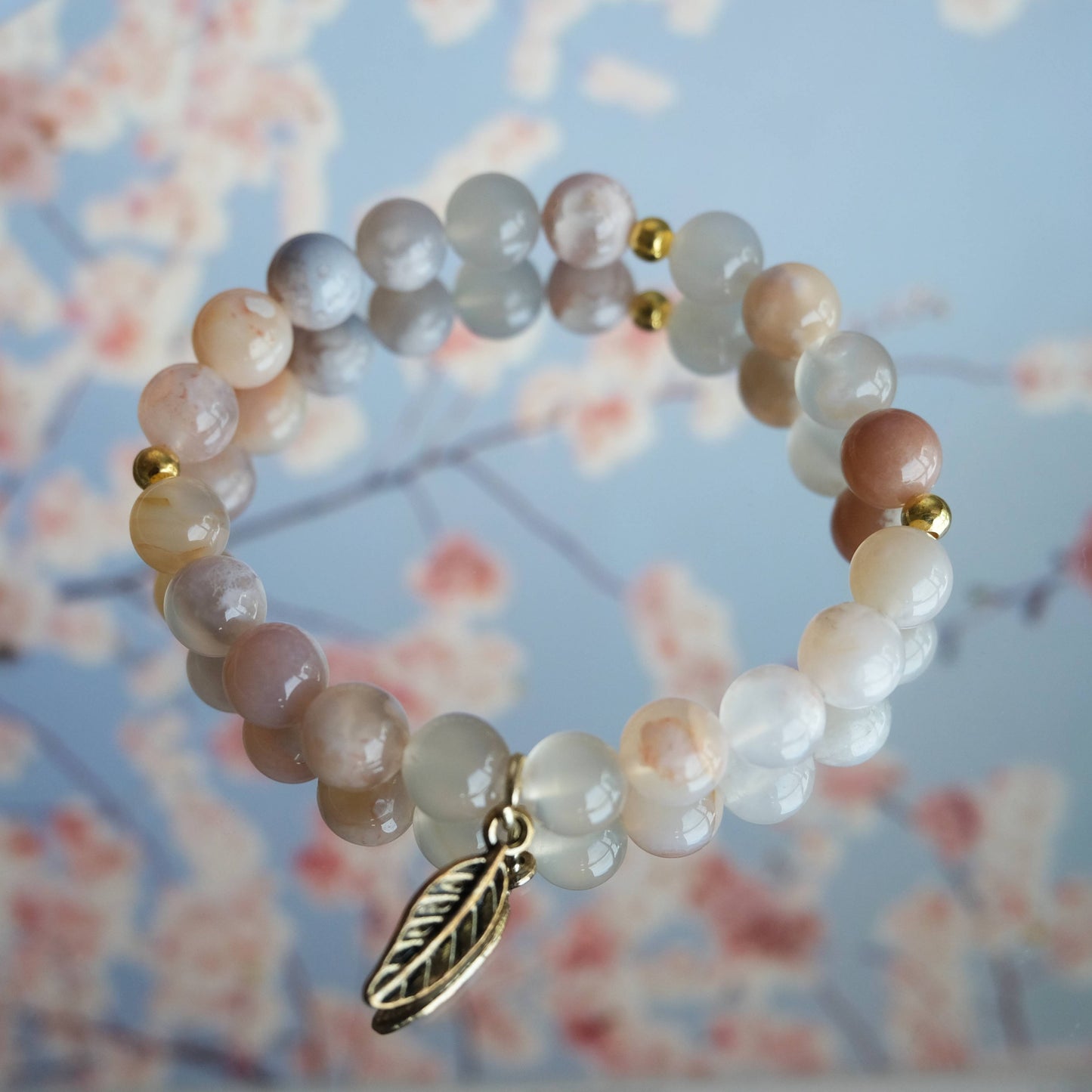 Cherry blossom agate bracelet